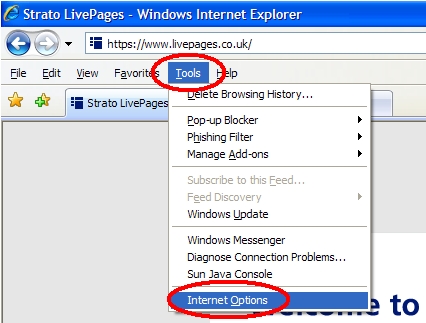 Internet options on this computer